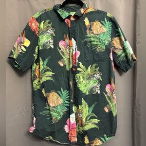 Star Wars Black Ewok Tropical Print Short-Sleeve Button-Down Shirt